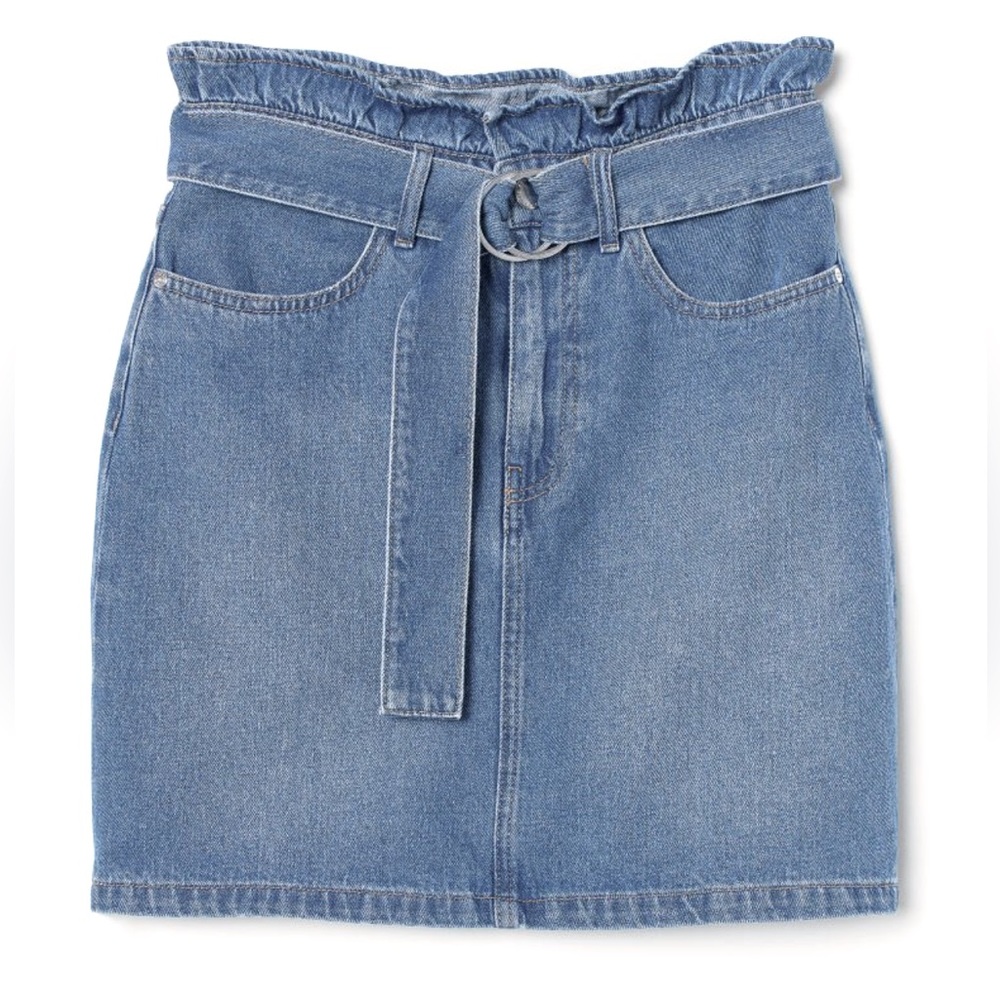 NWT Jean twill high waist paper bag skirt